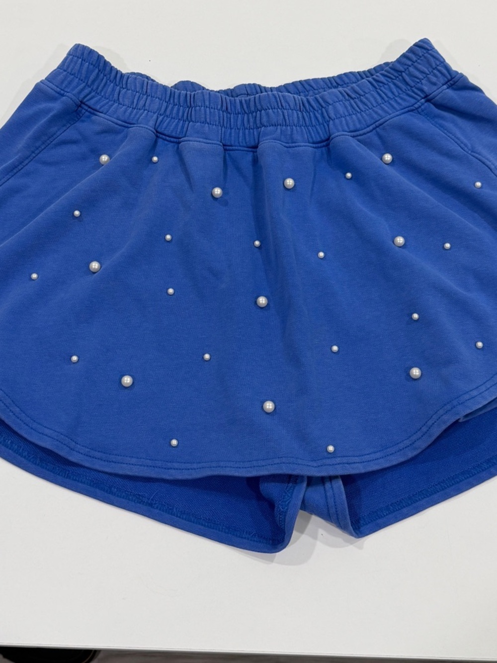 Playful Blue Pearl-Embellished Women’s Skort size Large 100% cotton